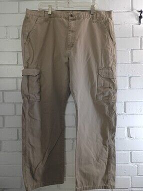 Wrangler Straight Fit 40x30 Cargo Pants Tan Utility Pockets Zipper & Button Fly
